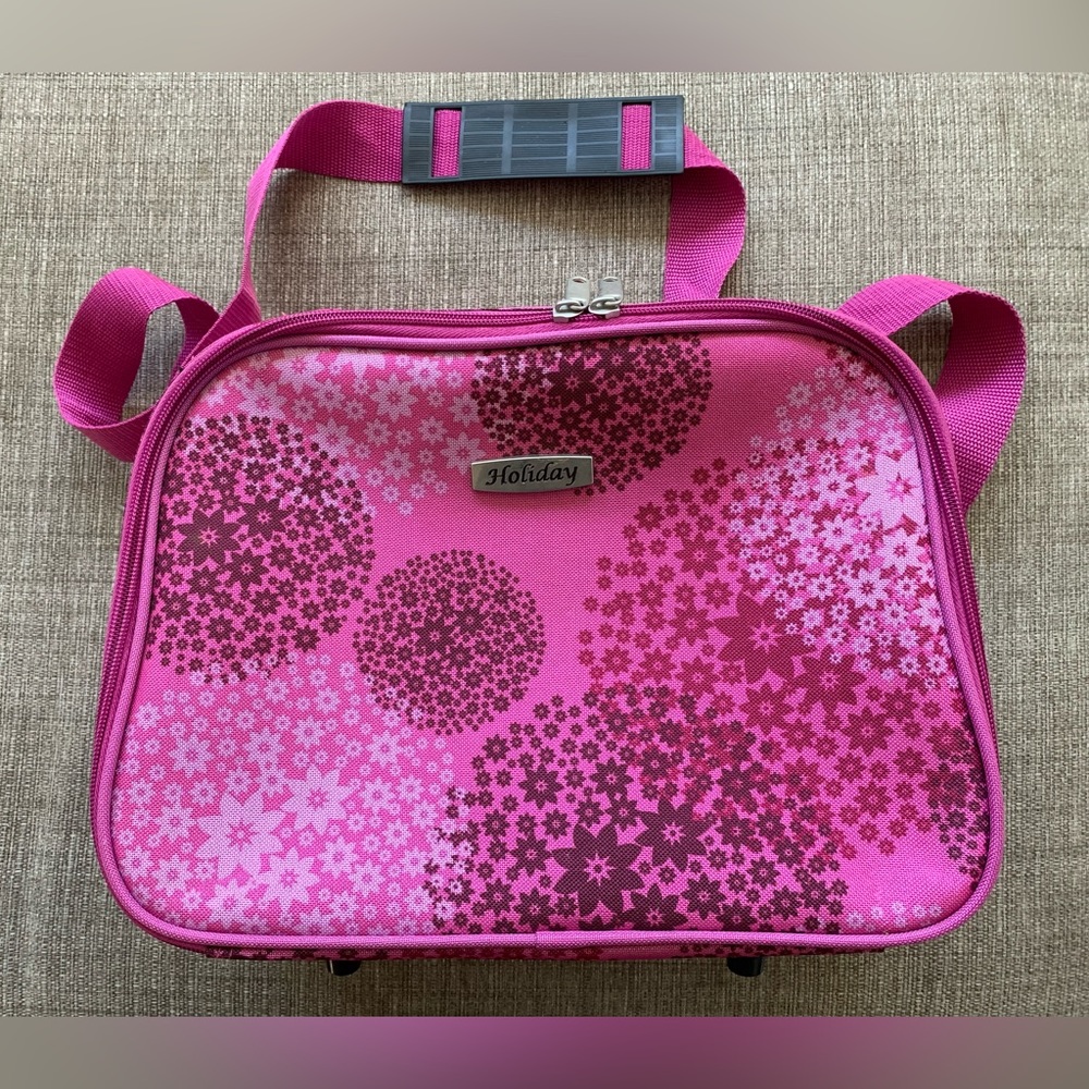 Pink Multifunctional Makeup Travel Case with Strap